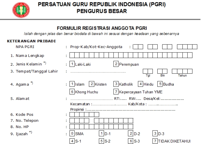 Pendaftaran PGRI Katingan - Persatuan Guru Republik Indonesia Cabang Katingan